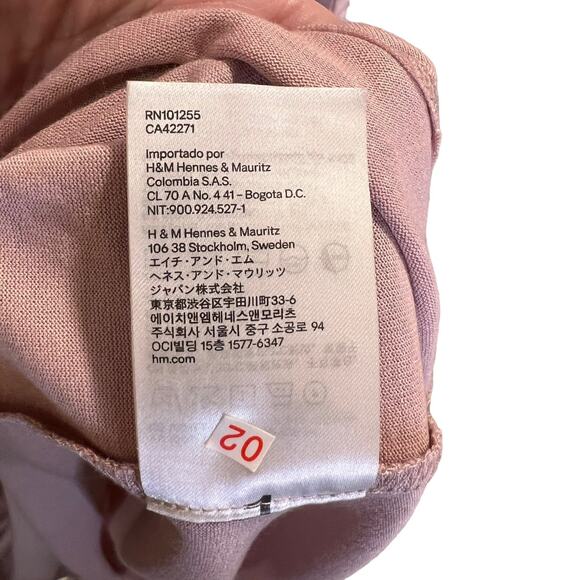 H&M Women's Pale Pink Knit Round Neck Short Sleeve Mini Dress Size Large - Picture 7 of 10